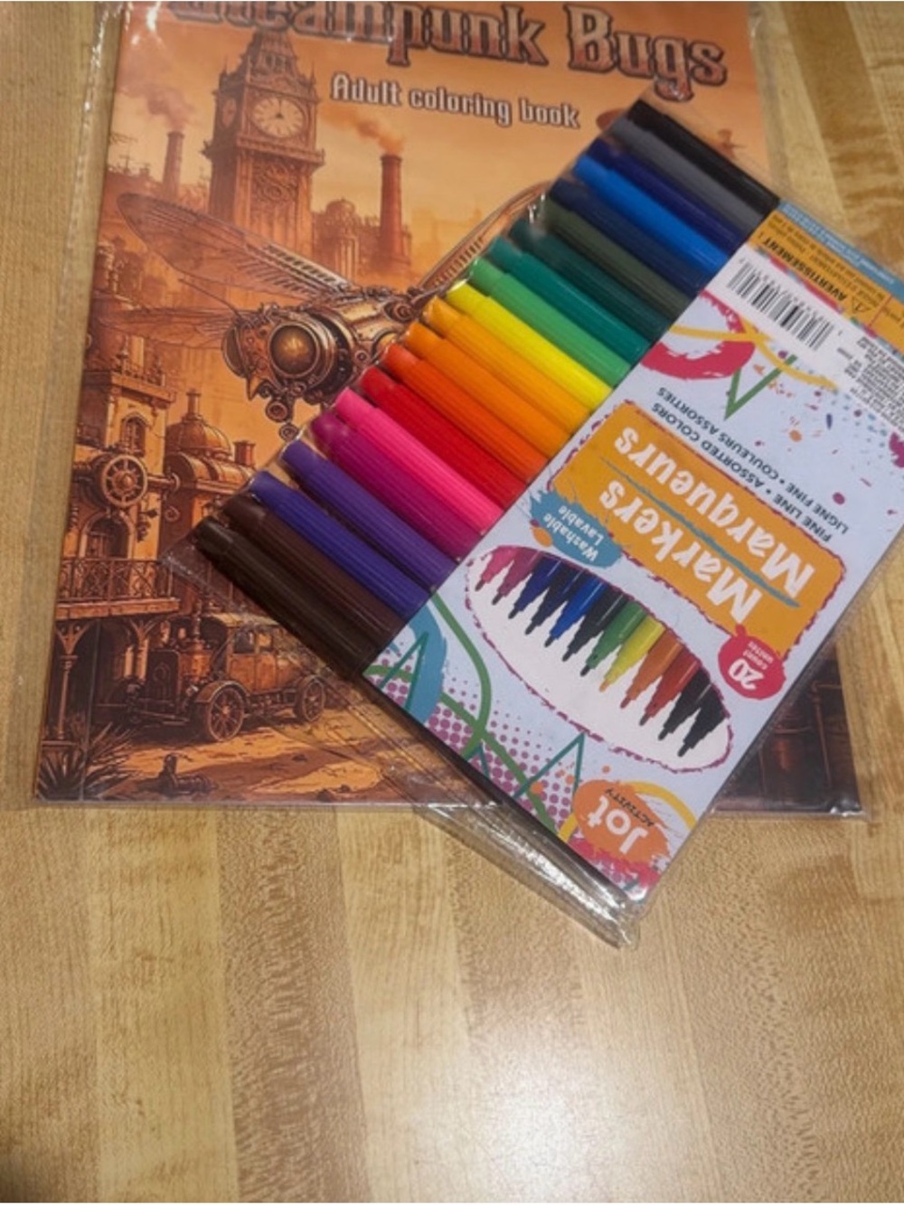 Steampunk Bugs Coloring Book & Multicolor Markers - 24 Pack